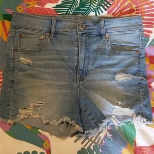 Midi high rise denim shorts